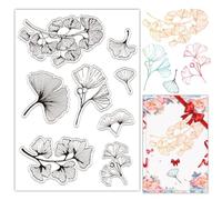 craspire Feuilles Tampons en Caoutchouc Clair Feuilles de Ginkgo Printemps Automne Plante Cachet Postal Transparent Joints en Silicone Timbre Bricolage Scrapbooking Papier Artisanat Cartes Faisant