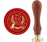 craspire Fox Wax Seal Stamp Book Tampon de Cire à Cacheter 30 mm/1.18 Pouces Tête en Laiton Amovible Tampon à Cacheter avec Manche en Bois pour Invitations, Cartes, Emballages Cadeaux