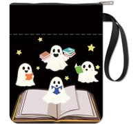 craspire Ghost Book Sleeve Spectre Protector Couvertures de Livre pour Livres Brochés Couverture de Livre en Tissu Lavable avec Fermeture Éclair et Poche Supplémentaire pour Les Amateurs de Livres