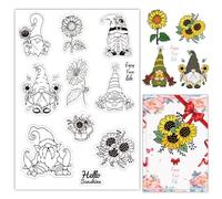 craspire Gnomes Tampons en Caoutchouc Transparents Tournesol Sentiments Mots Bouilloire à Fleurs Cachet Postal Transparent Joints en Silicone Timbre DIY Scrapbooking Papier Craft Cartes Fabrication