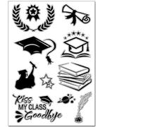 craspire Graduation Cap Certificat Tampon en Caoutchouc Transparent Vintage Classe au Revoir Joints en Silicone Transparent Timbre Rétro pour la Journalisation Fabrication de Cartes DIY Scrapbooking