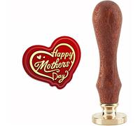craspire Happy Mother's Day Wax Seal Stamp Coeur Timbres de Cire à Cacheter Tête de Tampon en Laiton Amovible Rétro Vintage avec Manche en Bois pour Cadeau de Cartes de Fête des Mères