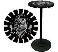 craspire Hibou Fleur Lune Cristal Pendule Étagère Pendentif Présentoir Support en Bois Noir Boho Radiesthésie Divination Planches Métaphysiques Trucs de Sorcière pour la Maison Suspendue Pierre Huile