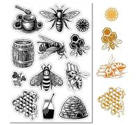craspire Honey Bee Tournesols Tampon en Caoutchouc Transparent Vintage Honeycomb Bumblebee Transparent Silicone Seals Stamp for Journaling Card Making DIY Scrapbooking Handmade Photo Notebook