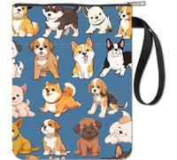 craspire Housse de Livre avec Fond de Chien Mignon avec Fermeture Éclair pour Les Amateurs de Livres Cadeaux Couverture Rigide Pochette de Livre Étanche Sac de Protection Poche Avant pour Femmes