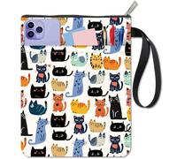 craspire Housse de Livre Chat Housse de Livre Animal Protège Livre pour Livres de Poche Lavable en Tissu avec Fermeture Éclair et Pochette Supplémentaire pour Les Amoureux des Livres Cadeaux