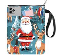 CRASPIRE Housse de livre du Père Noël Housse de livre en tissu lavable avec fermeture éclair et pochette supplémentaire pour les amoureux des livres Cadeaux de Noël pour les camarades de classe