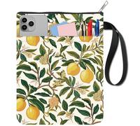 CRASPIRE Housse de Livre en Tissu Citronné 11x9 pouces Double Face Aquarelle Feuille Verte Réutilisable pour Livres de Poche Carnet Journal Manuels Bible Ruban de Poche