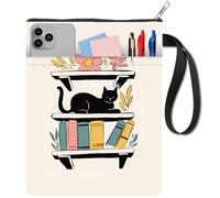 CRASPIRE Housse de Livre en Tissu Lavable avec Motif de Chat pour Livres de Poche Pochette de Protection pour Livre avec Fermeture Éclair et Pochette Supplémentaire pour les Amateurs de Livres