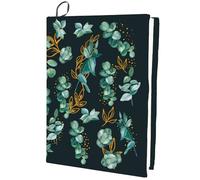 craspire Housse de Livre Extensible en Forme de Feuille Motif Plante Noir Vert Lavable et Réutilisable Grande Pochette en Nylon Protection de Livre Élastique pour Carnet de Notes Livres à Couverture