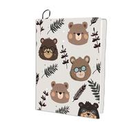 craspire Housse de Livre Extensible en Forme d'ours Motif Feuilles d'animaux Couverture Marron Lavable et Réutilisable Grande Pochette en Nylon Protection de Livre Élastique pour Carnet de Notes