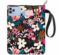 CRASPIRE Housse de Livre Florale Protège Livres en Tissu Lavable avec Fermeture Éclair et Pochette Supplémentaire pour les Amoureux des Livres Idéal Comme Cadeau pour Camarades de Classe