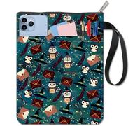 craspire Housse de Livre Hibou Protection de Livre Éléments Magiques Housse de Livre pour Livres de Poche Housse de Livre en Tissu Lavable avec Fermeture Éclair et Poche Supplémentaire