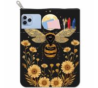 craspire Housse de Livre Motif Abeille Motif Fleur Protection pour Livre de Poche Lavable en Tissu avec Fermeture Éclair et Pochette Supplémentaire Idéale pour Les Amoureux des Livres comme Cadeau