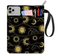 craspire Housse de Livre Soleil et Lune avec Fermeture Éclair Couvertures de Livres Noires pour Livres de Poche Galaxy Space Boho Tissu Imperméable Housses de Livres en Tissu Tarot Amateurs de Livres