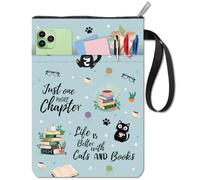 craspire Housse de Protection Bleue pour Livre de Poche Motif Chat Lavable avec Fermeture Éclair et Pochette Supplémentaire Idéale pour Les Amoureux des Livres et Les Camarades de Classe.