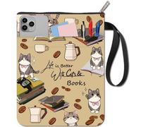 CRASPIRE Housse de Protection en Forme de Chat pour Livres de Poche, Couverture de Livre en Tissu Lavable avec Fermeture Éclair et Poche Supplémentaire pour les Amateurs de Livres, Camarades de Classe