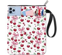 craspire Housse de Protection en Tissu 11x8.6 po avec Fermeture Éclair et Nœud Papillon Rose Cerise Jolie Pochette de Protection Lavable et Réutilisable Double Face pour Carnet de Notes Couverture