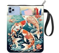 craspire Housse de Protection en Tissu 11x8.6 po avec Fermeture Éclair Motif Poisson Mer Océan Fleurs Colorée Lavable Réutilisable Double Face pour Carnet de Notes Couverture Rigide pour Livre
