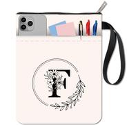 craspire Housse de Protection en Tissu Lavable avec Fermeture Éclair de 11 x 8,6 Pouces et Pochette Supplémentaire Motif Alphabet Lettre F Fleur Feuille pour Carnet de Notes Couverture Rigide Cadeau