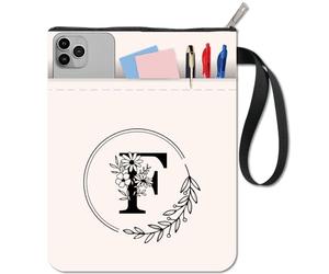 craspire Housse de Protection en Tissu Lavable avec Fermeture Éclair de 11 x 8,6 Pouces et Pochette Supplémentaire Motif Alphabet Lettre F Fleur Feuille pour Carnet de Notes Couverture Rigide Cadeau
