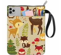 craspire Housse de Protection en Tissu pour Livre Fox avec Fermeture Éclair et Pochette Supplémentaire Rectangulaire Cerf Hérisson Animal Protecteur Pochette Lavable pour Livre de Poche Cahier