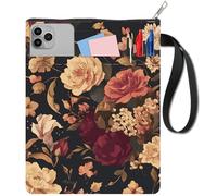craspire Housse de Protection Noire Vintage à Fleurs 11x8.6 po pour Livres de Poche Lavable en Tissu avec Fermeture Éclair Poche Avant Supplémentaire pour Les Amateurs de Livres Les Lecteurs