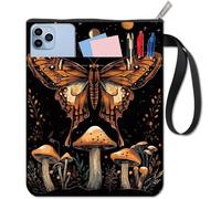 craspire Housse de Protection pour Carnet de Notes en Tissu Imperméable et Lavable Motif Papillons Motif Champignons Style Gothique Noir Insectes Plantes avec Fermeture Éclair Poche Avant
