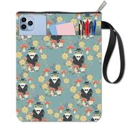 craspire Housse de Protection pour Carnet de Notes Motif Grenouille avec Fermeture Éclair Lavable en Tissu Motif Fleur et Champignon Imprimée Recto Verso avec Poche Frontale pour Livres de Poche et