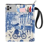 craspire Housse de Protection pour Livre 11x8.6 po Motif Rues de Paris Oiseaux Arbres Couvertures de Livres Couvertures de Livres Pochettes en Tissu Lavables Poignée avec Fermeture Éclair Poche Avant