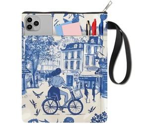 craspire Housse de Protection pour Livre 11x8.6 po Motif Rues de Paris Oiseaux Arbres Couvertures de Livres Couvertures de Livres Pochettes en Tissu Lavables Poignée avec Fermeture Éclair Poche Avant