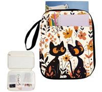 craspire Housse de Protection pour Livre de 12,6 x 9,4 Pouces Motif Chat en Cuir Synthétique Imperméable avec Fermeture Éclair Poche Avant Supplémentaire pour Les Amoureux des Livres Les Lecteurs