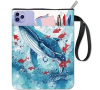 craspire Housse de Protection pour Livre de Baleine sous Marine World Couverture Bleue pour Livres Brochés Couverture de Livre en Tissu Lavable avec Fermeture Éclair et Poche Supplémentaire