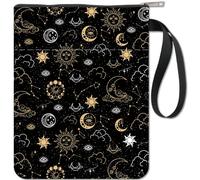 craspire Housse de Protection pour Livre de Lune, Couverture de Livre de Tarot Solaire pour Livres Brochés, Couverture de Livre en Tissu Lavable avec Fermeture Éclair et Poche Supplémentaire