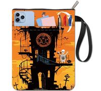 craspire Housse de Protection pour Livre de Maison Hantée Château d'halloween Squelette Couverture de Livre pour Livres Brochés Couverture de Livre en Tissu Lavable avec Fermeture Éclair et Poche