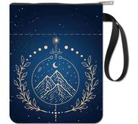 craspire Housse de Protection pour Livre de Montagne, Couverture de Livre de Phase de Lune de Tarot pour Livres Brochés, Couverture de Livre en Tissu Lavable avec Fermeture Éclair et Poche