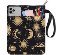 CRASPIRE Housse de Protection pour Livre de Soleil, Lune, Étoiles, Couverture de Livre en Tissu Lavable avec Fermeture Éclair et Poche Supplémentaire pour les Amateurs de Livres, Camarades de Classe