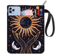 craspire Housse de Protection pour Livre de Tarot Astrologie Soleil et Lune Mystérieux avec Fermeture Éclair et Pochette Supplémentaire pour Livre de Poche Couverture Rigide Cadeau de Lecture