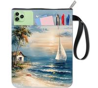craspire Housse de Protection pour Livre en Forme de Cocotier Paysage de Bord de Mer Couverture de Livre de Plage pour Livres Brochés Couverture de Livre en Tissu Lavable avec Fermeture Éclair