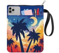 craspire Housse de Protection pour Livre en Tissu Lavable avec Motif de Cocotier et Paysage de Bord de Mer avec Fermeture Éclair de 11 X 8.7 Pouces Poche Avant pour Lecteur Accessoires pour Livre