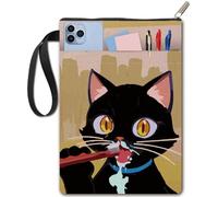 craspire Housse de Protection pour Livre Motif Chat Noir Housse de Protection pour Livre de Poche Couverture Rigide Lavable en Tissu avec Fermeture Éclair et Pochette Supplémentaire pour Les Amoureux