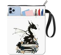 craspire Housse de Protection pour Livre Motif Dragon et Fleurs Lavable avec Fermeture Éclair et Pochette Supplémentaire Idéale pour Les Livres de Poche Ou comme Cadeau pour Les Amoureux des Livres.