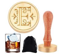 craspire Images Moule à Glace Tampon à Glaçons Initial E Tampon à Glace Vintage avec Tête Amovible en Laiton et Manche en Bois Tampon à Glace pour Glaçons Cocktail Whisky Mojito Boissons