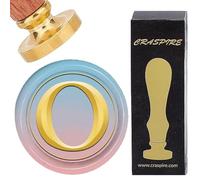 craspire Initiales Alphabets O Sceau de Cire Timbres Lettre Vintage Têtes de Tampon de Scellage en Laiton Amovibles 25 mm en Cuivre avec Poignée en Bois pour Mariage, Enveloppes de Noël, Cartes