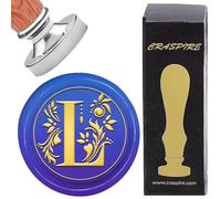 craspire Initiales Alphabets Tampons de Cire Lettre L Têtes de Tampon de Cachetage en Laiton Argenté Amovibles Vintage 25 mm avec Poignée en Bois pour Mariage Enveloppes de Noël Cartes D'Invitation