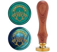 craspire Irish Claddagh Tampon de Cire, Timbre de Cire à Cacheter à la Main avec Timbre en Bois Rétro Coeur de Couronne Cachet de Cire 25mm Amovible Joint en Laiton Manche en Bois pour