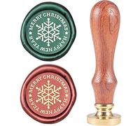 craspire Joyeux Noël Sceau de Cire Timbre Bonne Année Flocons de Neige Timbre de Cire à Cacheter Tête en Laiton Vintage Manche en Bois Amovible 25mm pour Enveloppes Invitations de Mariage Forfaits