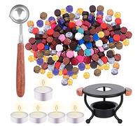 craspire Kit de Joint de Cire 8PCS, de Cuillère de Fusion pour Chauffe-Cire Outil de Four de Fusion 100pcs Perles de Sceau de en Métal Bougie au Thé Blanc pour Faire Fondre des Baguettes de Cire