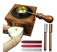 Craspire Kit de Joint de Cire 8PCS, Réchauffeur de Sceau Kit Cuillère de Fusion Bâtons Porte-Cuillère en Métal Stylo à Colorier Forme de Coeur Bougie à Thé Outil de Four de Fusion