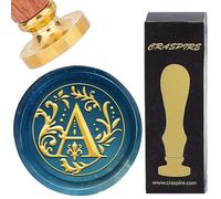 craspire Lettre A Cachet de Cire Rétro Alphabet Initiales Cachet de Cire Classique Vintage 26 Lettres AZ 25 mm Tête en Laiton Amovible Manche en Bois pour Bricolage Scrapbooking Enveloppe Invitation